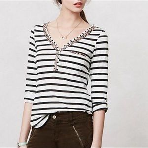 Postmark striped floral Henley shirt, small